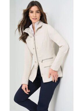 Anatomie Womens Slim Two Way Zipper Kenya Safari Jacket Size XS Stone Casual
